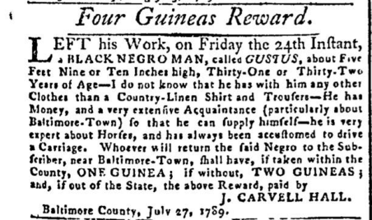 1789 Slave Ad